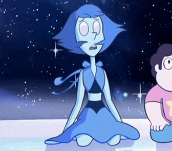 a cartoon character is sitting on the ground in front of a starry sky .
