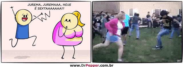 a cartoon of a man and a woman with the words jurema juremaaa hoje e sextaaaaa !!!