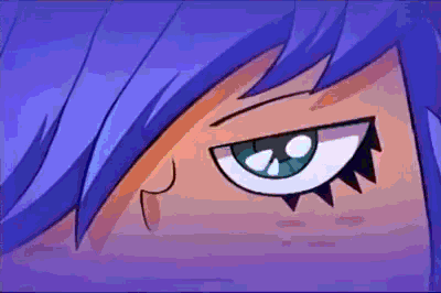 a close up of a cartoon character 's eye