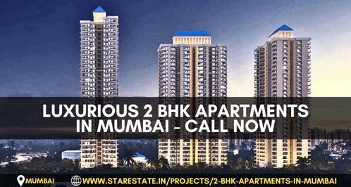 a poster advertising luxurious 2 bhk apartments in mumbai