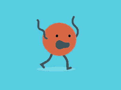 a cartoon drawing of a ball with arms and legs