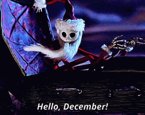Hello December Skeleton GIF - Hello December Skeleton Santa Claus GIFs