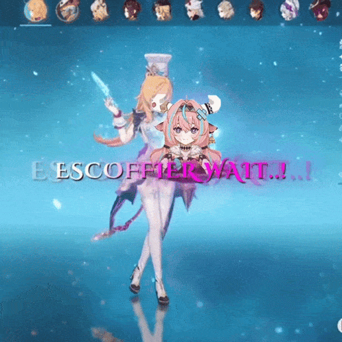 a screenshot of a video game with the words escoffer wait on it