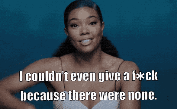 a woman in a white dress says i couldn t even give a f * ck because there were none