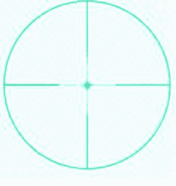 a green crosshair with four lines and a point in the middle .