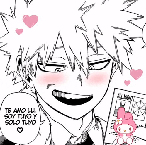 a black and white drawing of a boy with the words " te amo lu " on the bottom