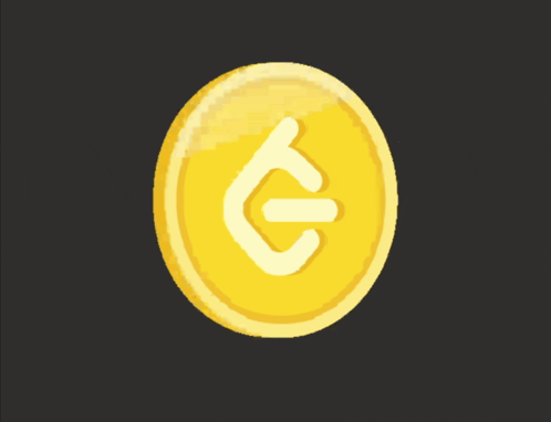 a gold coin with a white arrow pointing to the right