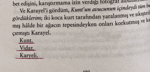 a book is open to a page that says " karyeli " on it