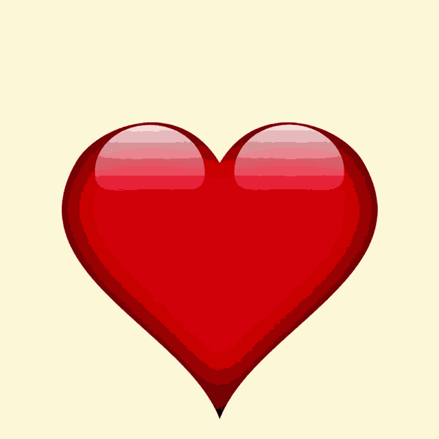 a red heart on a white background with a yellow border