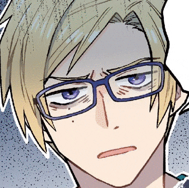 a drawing of a man wearing glasses and making a sad face