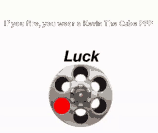 a picture of a revolver with a red circle in the middle and the words luck