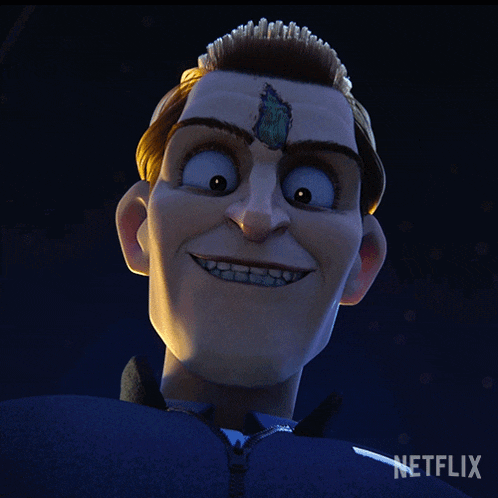 a close up of a cartoon character with netflix written on the bottom