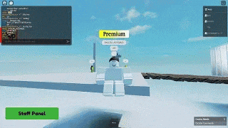 a screenshot of a video game with a green button that says " staff panel "