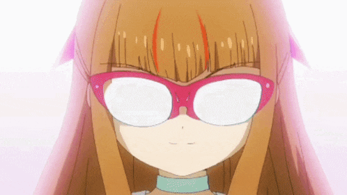 a close up of a girl wearing glasses and a choker .