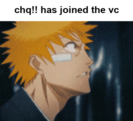 a picture of a man with a bandage on his face and the words chq !! has joined the vc above him
