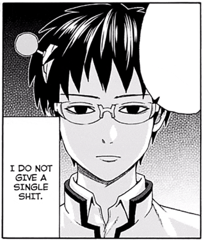 a black and white drawing of a man with glasses and a speech bubble that says i do not give a single shit