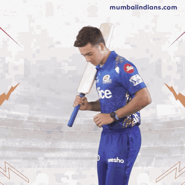 a man in a blue jersey with jio written on it