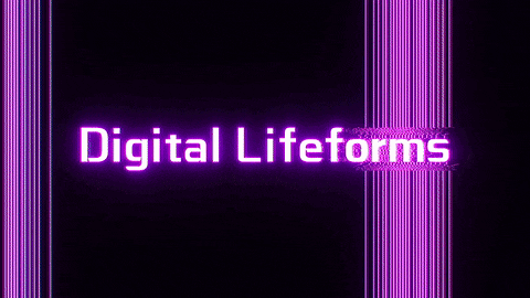 digital lifeforms is displayed on a black background
