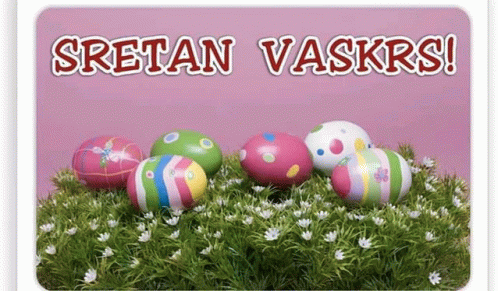 a greeting card with easter eggs and the words sretan vaskrs