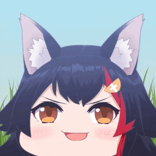 a close up of a cat 's face with a cross on her ear