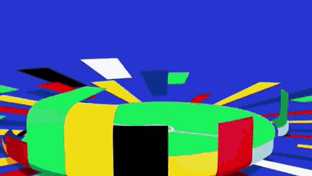 a cartoon drawing of a soccer field with a blue background