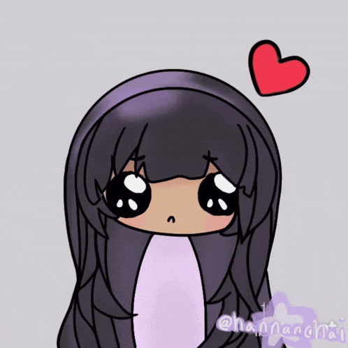 a drawing of a girl with a broken heart above her head by hannachai