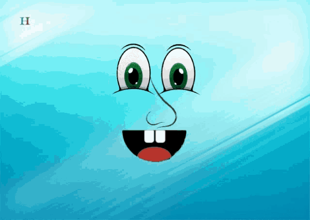 a cartoon face on a blue background with the letter h on it