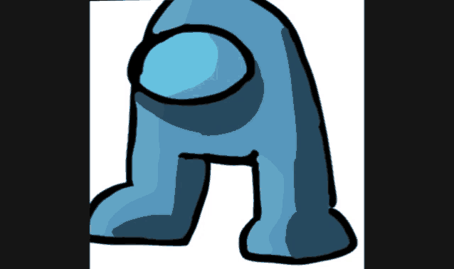 a drawing of a blue among us character with a black outline