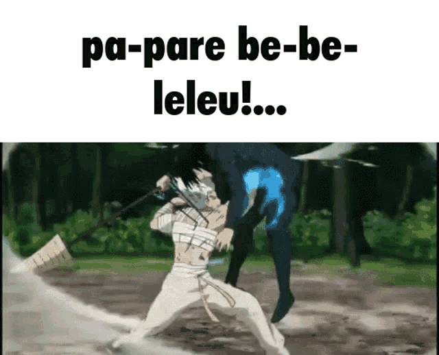 a man is being lifted in the air by another man with the words pa-pare be-be leleu !