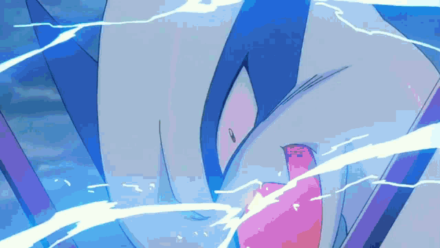 a cartoon drawing of a shark with its mouth open and a lightning bolt coming out of it