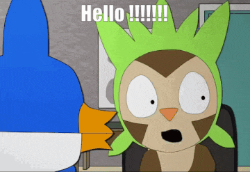 a cartoon of a penguin and a monkey says hello