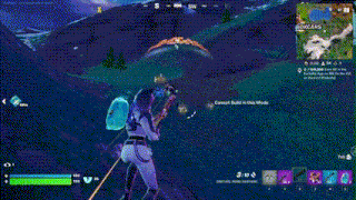 a person is playing a video game called fortnite while standing on top of a hill .