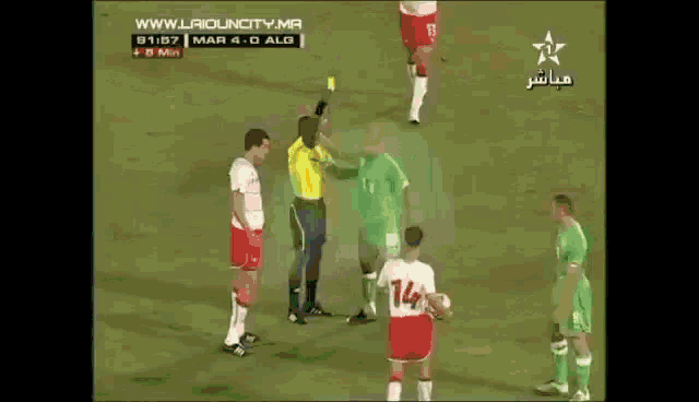 a soccer game is being shown on a television screen