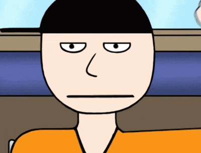 a cartoon drawing of a man with a serious expression