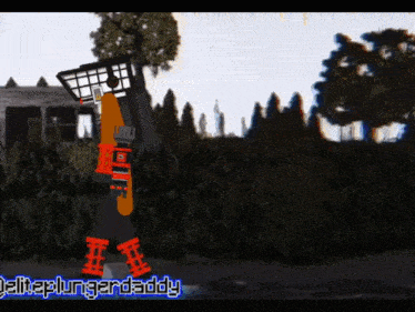 a cartoon drawing of a person holding a skateboard with the name deltaplungerdaddy below it