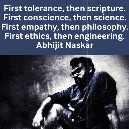 a quote from abhijit naskar is displayed on a poster