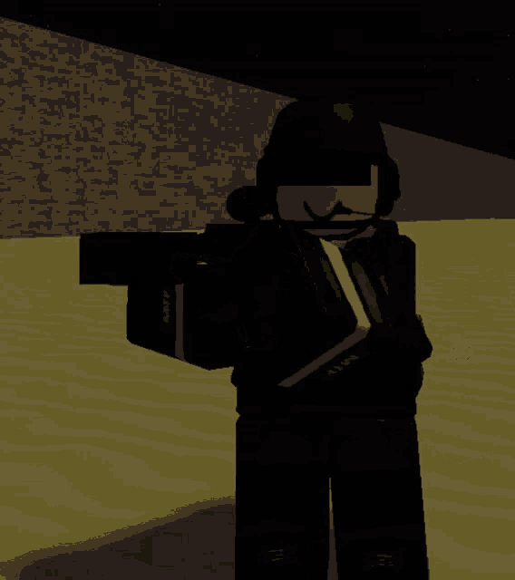 a cartoon character with a helmet and a rifle with the word mitf on his arm