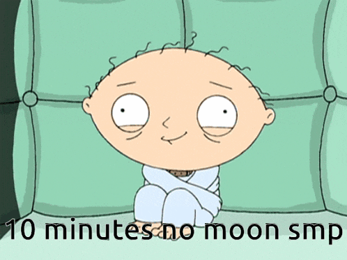 a cartoon character sitting on a couch with the words 10 minutes no moon smp