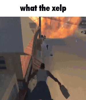 a video game scene with the words what the xelp