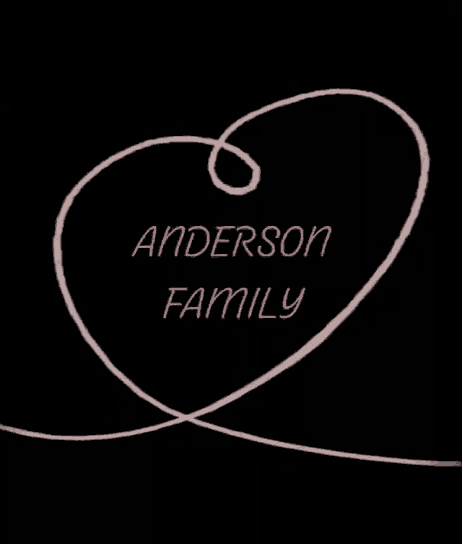 a black background with the words anderson family in pink