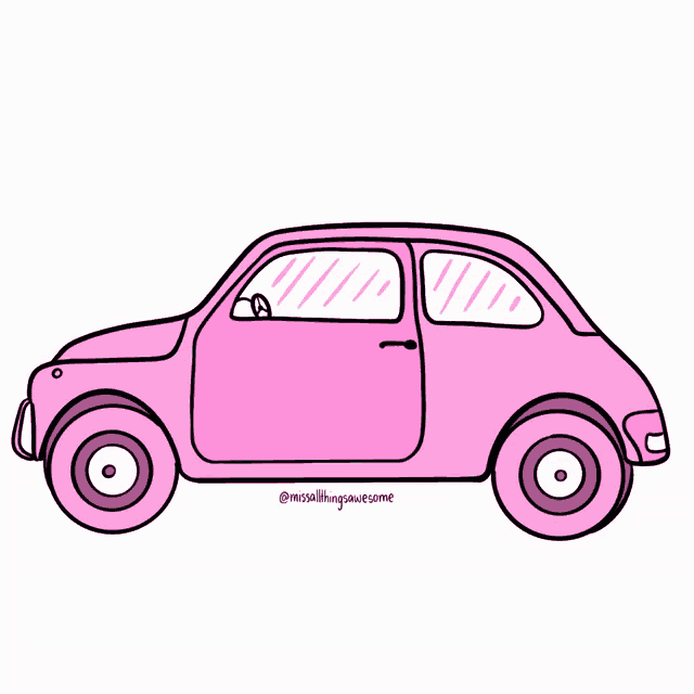 a drawing of a pink car with the words " moslithingsawesome " below it