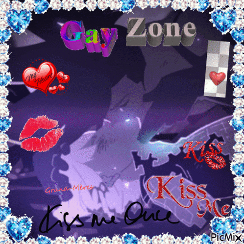 a picture of a couple kissing with the words gay zone