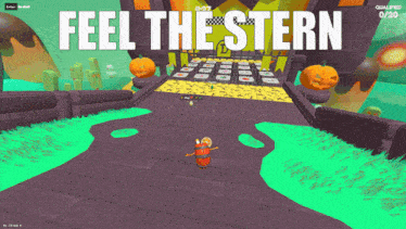 a video game with the words feel the stern on the screen