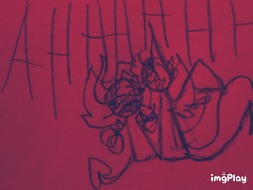 a red background with a drawing of a demon and the words imgplay below it
