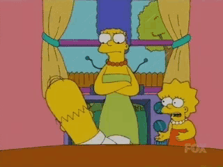 a cartoon of homer simpson and lisa simpson standing in front of a window