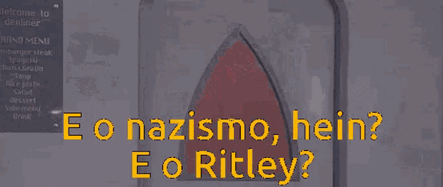 a man in a red devil costume says e o nazismo hein eo riley
