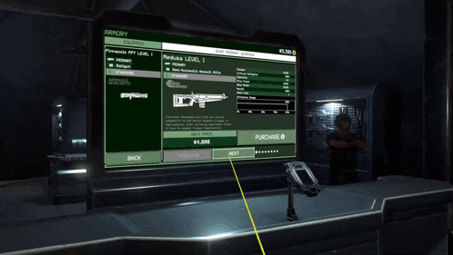 a screenshot of a video game displaying armory equipment and morita level 1