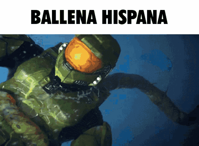 a picture of a video game character with the words " ballena hispana " above him