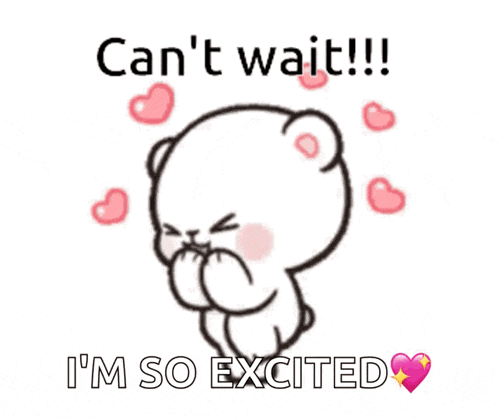 a cartoon of a teddy bear saying " can 't wait "