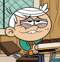 a cartoon character from the loud house is holding a box of chocolates